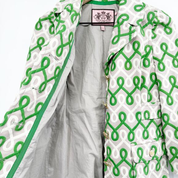 Juicy Couture Vintage Y2K Embroidered Pea Coat in Gray Green White Size Small - Picture 5 of 13